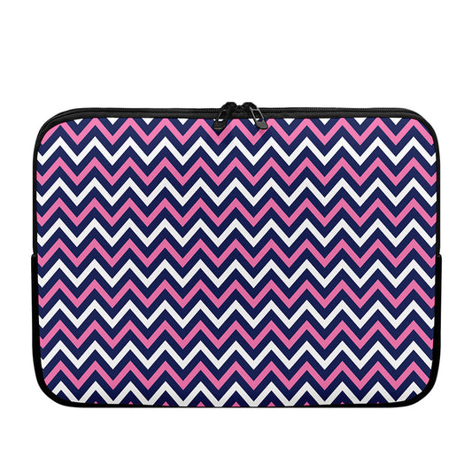Navy Pink And White Chevron Print Laptop Sleeve