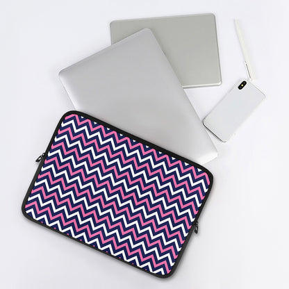 Navy Pink And White Chevron Print Laptop Sleeve