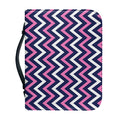 Navy Pink And White Chevron Print Leather Bible Cover