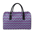 Navy Pink And White Chevron Print Leather Duffel Bag