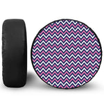 Navy Pink And White Chevron Print Leather Spare Tire Cover