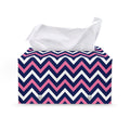 Navy Pink And White Chevron Print Leather Tissue Box Cover