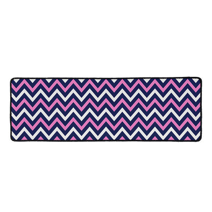 Navy Pink And White Chevron Print Long Kitchen Mat