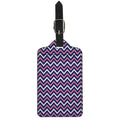 Navy Pink And White Chevron Print Luggage Tag