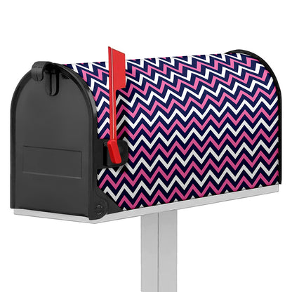 Navy Pink And White Chevron Print Mailbox Cover
