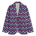 Navy Pink And White Chevron Print Men's Cotton Blazer