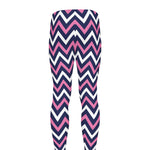 Navy Pink And White Chevron Print Men's leggings