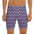 Navy Pink And White Chevron Print Men's Long Boxer Briefs