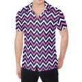 Navy Pink And White Chevron Print Men's Shirt