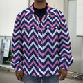 Navy Pink And White Chevron Print Men's Shirt Jacket