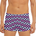Navy Pink And White Chevron Print Men's Short Boxer Briefs