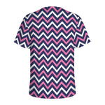 Navy Pink And White Chevron Print Men's Sports T-Shirt