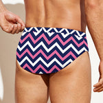 Navy Pink And White Chevron Print Men's Swim Briefs