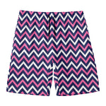 Navy Pink And White Chevron Print Men's Swim Trunks