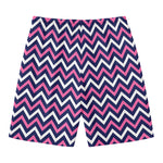 Navy Pink And White Chevron Print Men's Swim Trunks