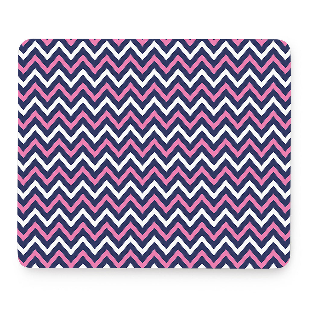 Navy Pink And White Chevron Print Mouse Pad