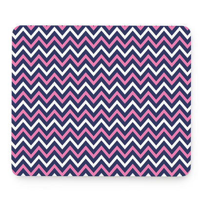 Navy Pink And White Chevron Print Mouse Pad