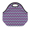 Navy Pink And White Chevron Print Neoprene Lunch Bag