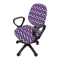 Navy Pink And White Chevron Print Office Chair Cover