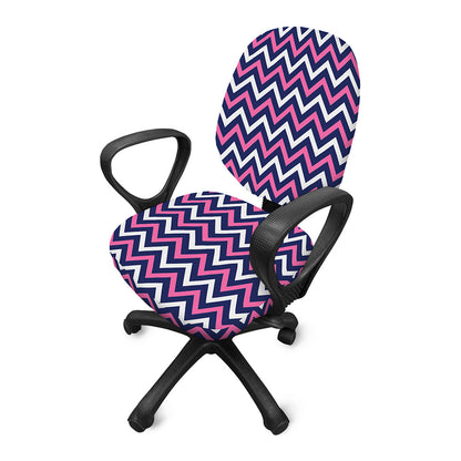 Navy Pink And White Chevron Print Office Chair Cover