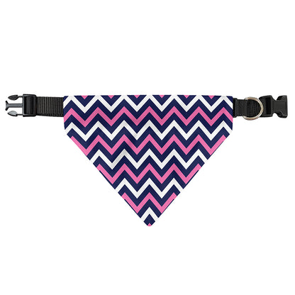 Navy Pink And White Chevron Print Over The Collar Dog Bandana