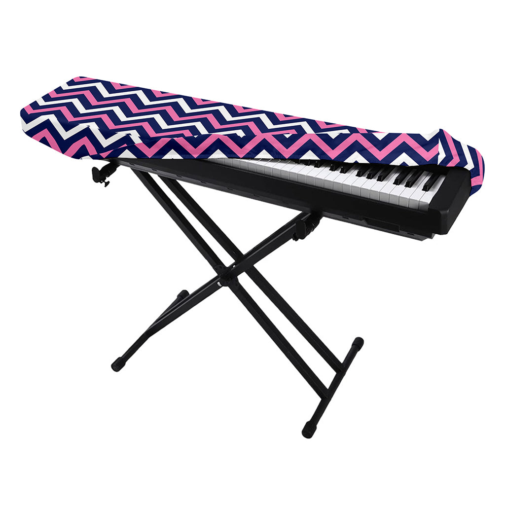 Navy Pink And White Chevron Print Piano Keyboard Cover