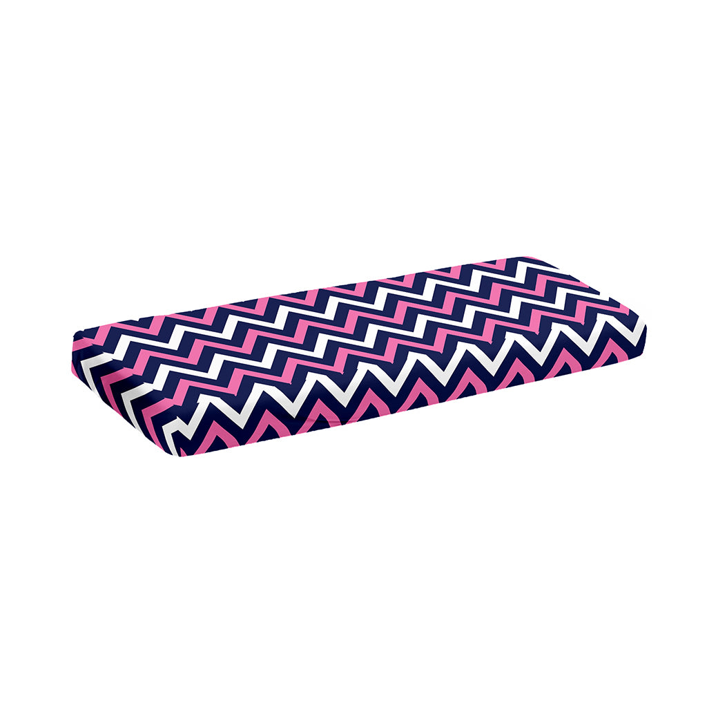 Navy Pink And White Chevron Print Piano Keyboard Cover