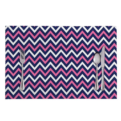 Navy Pink And White Chevron Print Placemat