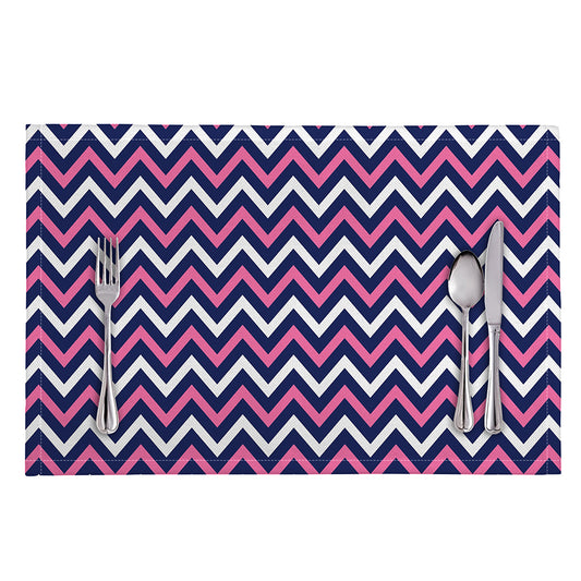 Navy Pink And White Chevron Print Placemat