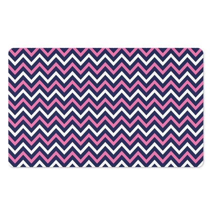 Navy Pink And White Chevron Print Polyester Doormat