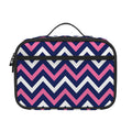 Navy Pink And White Chevron Print Portable Lunch Bag