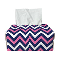 Navy Pink And White Chevron Print Rectangle Tissue Box Cover