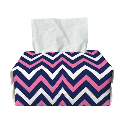 Navy Pink And White Chevron Print Rectangle Tissue Box Cover