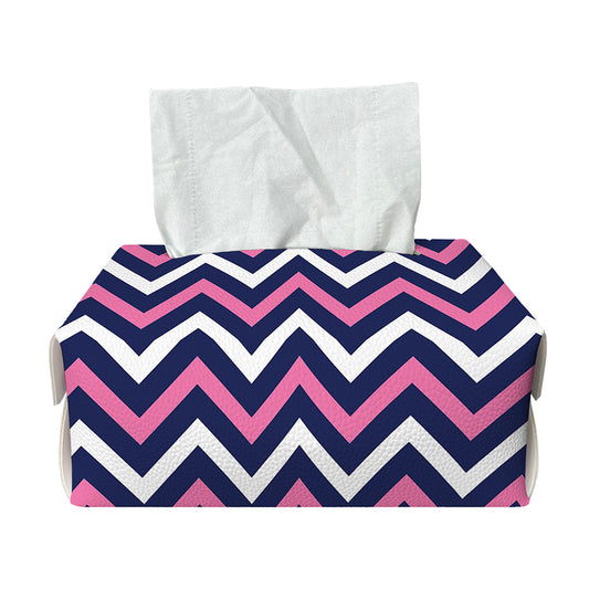 Navy Pink And White Chevron Print Rectangle Tissue Box Cover