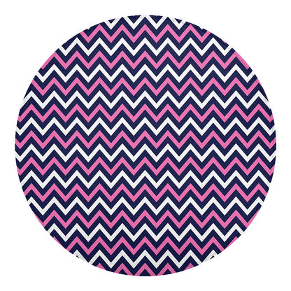 Navy Pink And White Chevron Print Round Blanket