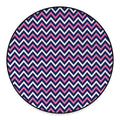 Navy Pink And White Chevron Print Round Floor Mat