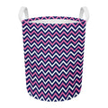 Navy Pink And White Chevron Print Round Laundry Basket