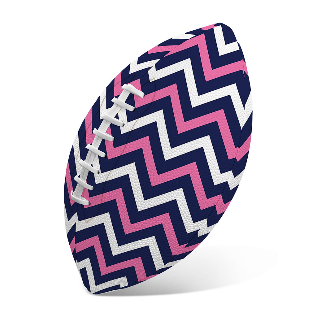 Navy Pink And White Chevron Print Rugby Ball