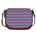 Navy Pink And White Chevron Print Saddle Bag