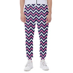 Navy Pink And White Chevron Print Scuba Joggers