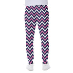 Navy Pink And White Chevron Print Scuba Joggers