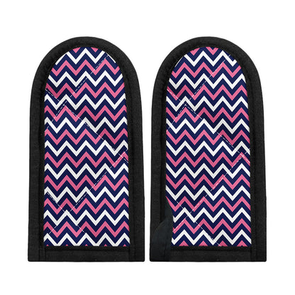 Navy Pink And White Chevron Print Skillet Handle Cover