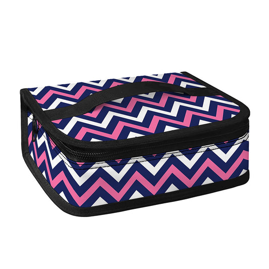 Navy Pink And White Chevron Print Small Lunch Bag