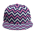 Navy Pink And White Chevron Print Snapback Cap