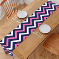 Navy Pink And White Chevron Print Table Runner