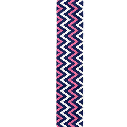 Navy Pink And White Chevron Print Table Runner