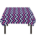 Navy Pink And White Chevron Print Tablecloth