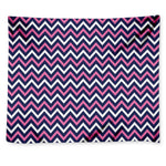 Navy Pink And White Chevron Print Tapestry