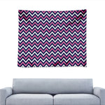 Navy Pink And White Chevron Print Tapestry