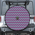 Navy Pink And White Chevron Print Tire Cover With Camera Hole
